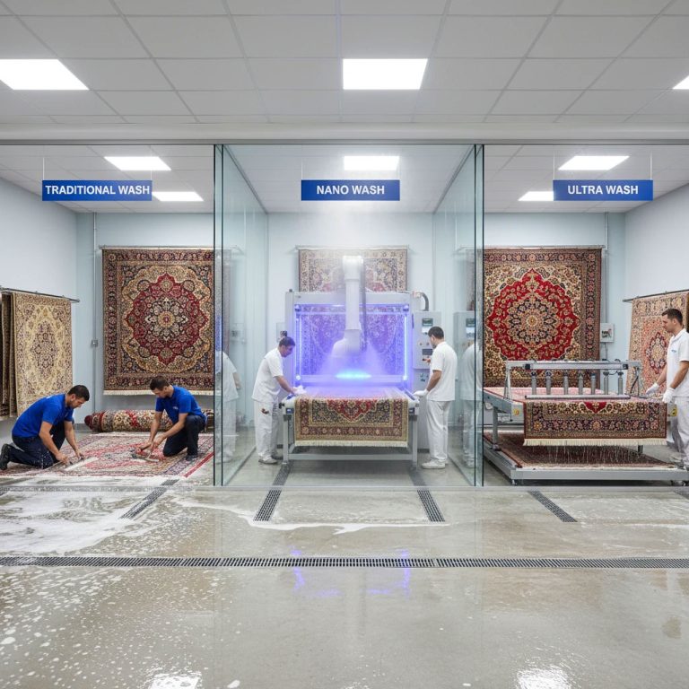 بهترین روش شستشوی فرش در قالیشویی: اعلاشویی، نانوشویی یا شستشوی معمولی؟