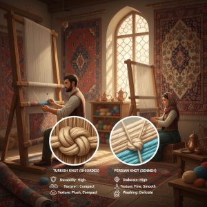آشنایی با گره‌های فرش و تأثیر آن بر شستشو