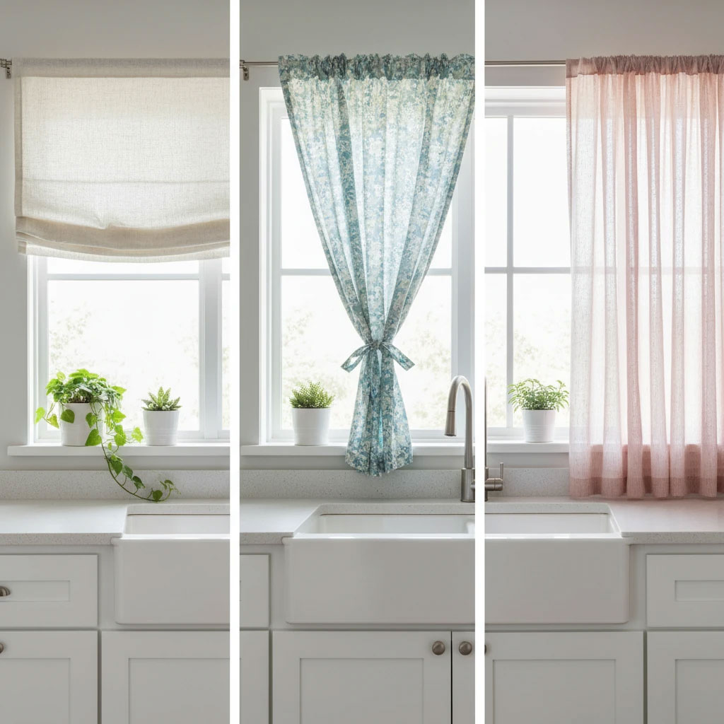 انتخاب پرده مناسب آشپزخانه با قابلیت شستشوی آسان