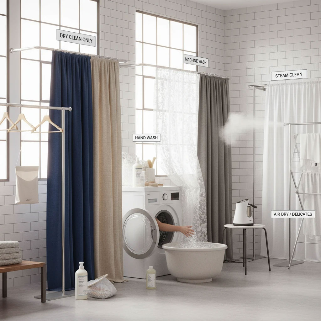 راهنمای شستشوی انواع پرده در منزل