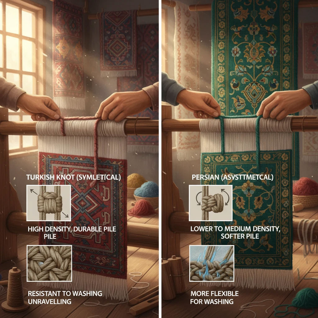 آشنایی با گرههای فرش و تأثیر آن بر شستشو