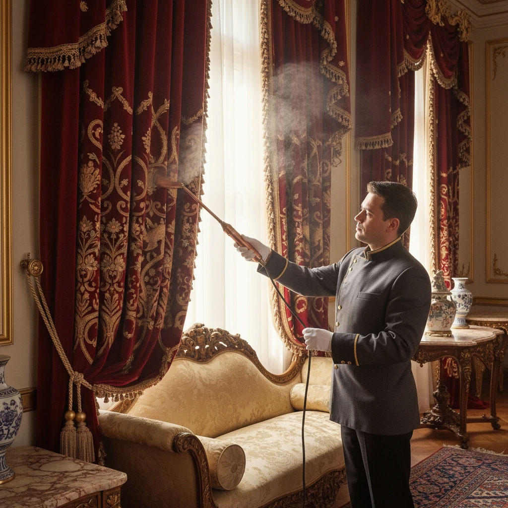 مراقبت و شستشوی تخصصی پردههای گرانقیمت و کار شده