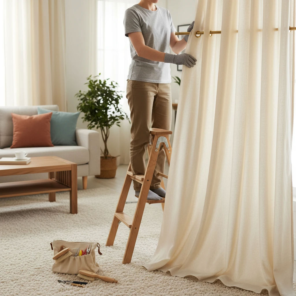 باز و نصب پرده بدون آسیب: نکات طلایی