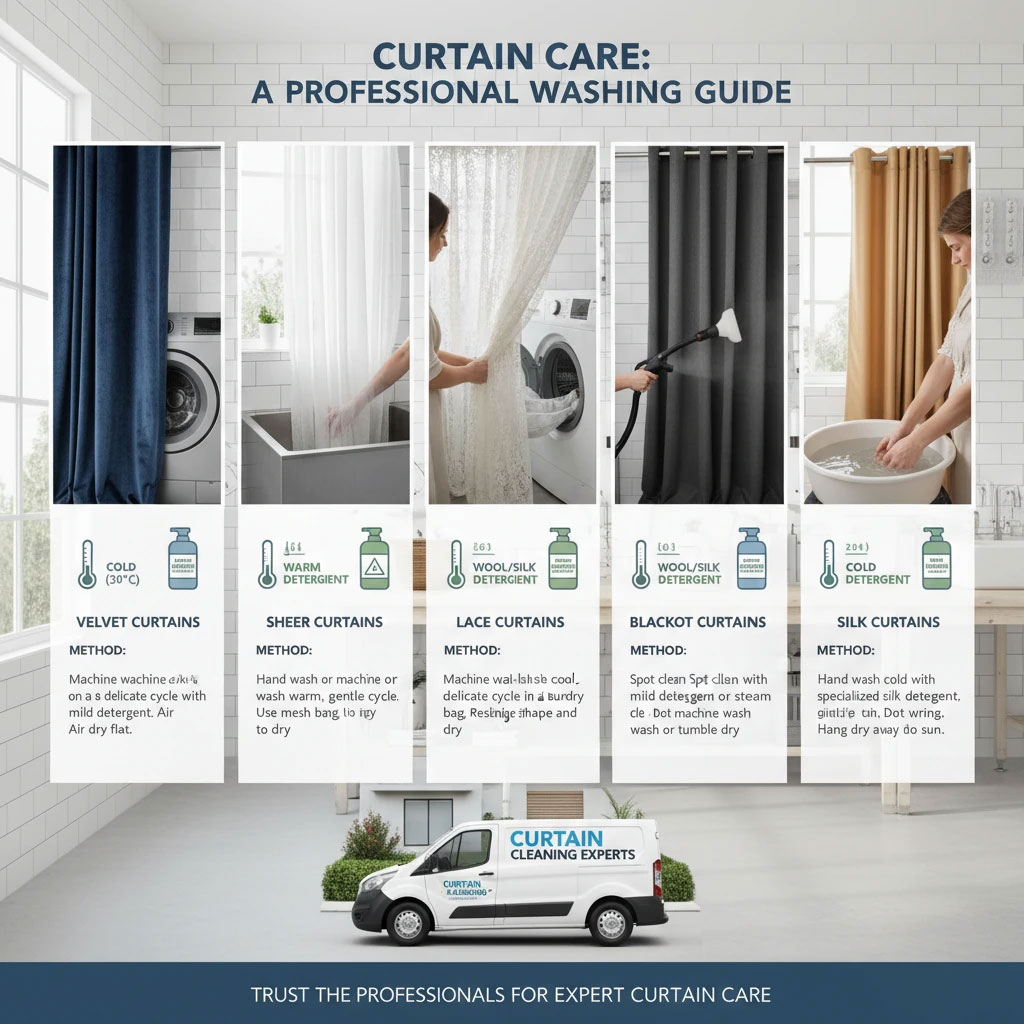 راهنمای شستشوی انواع پرده در منزل