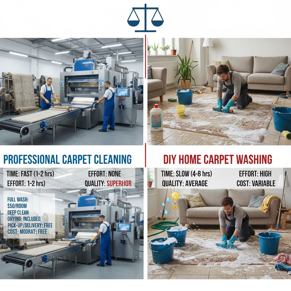 مقایسه هزینه ها: قالیشویی حرفه‌ای در مقابل شستشوی شخصی