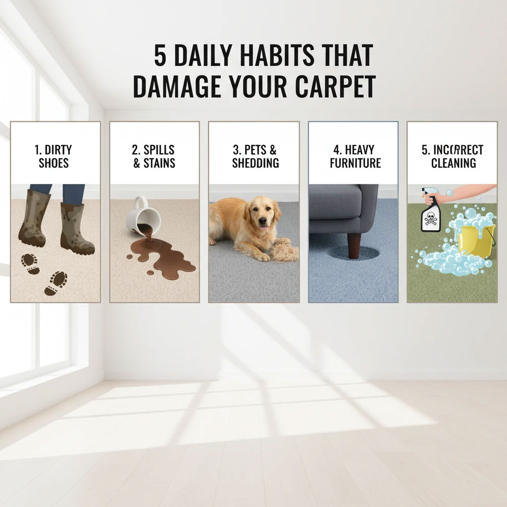 5 عادت روزمره که به فرش شما آسیب می رساند