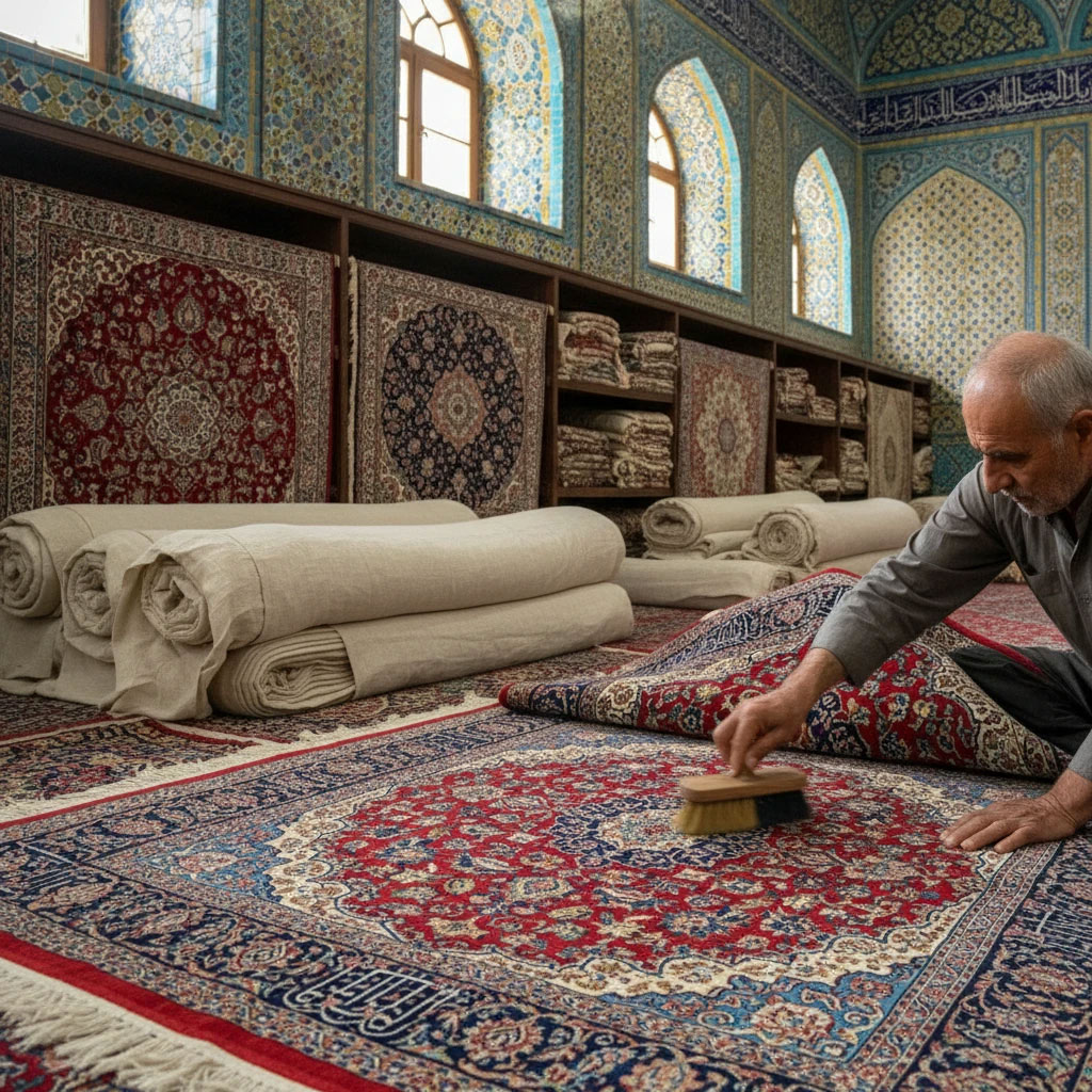 راهنمای نگهداری از فرش‌های متبرک آستان قدس رضوی