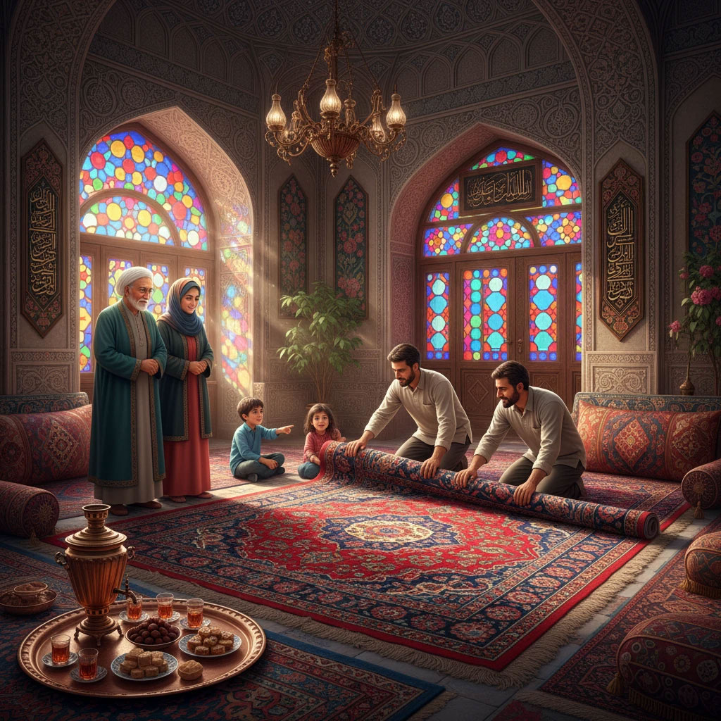 آداب و رسوم پهن کردن فرش نو در فرهنگ ایرانی