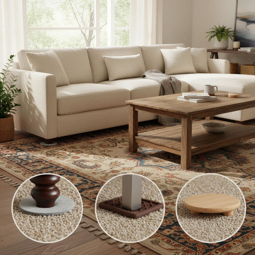 چگونه پایه های مبل و میز را روی فرش قرار دهیم تا جای آن نماند