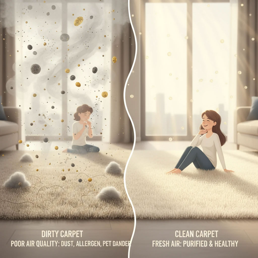 ارتباط تمیزی فرش و کیفیت هوای خانه شما