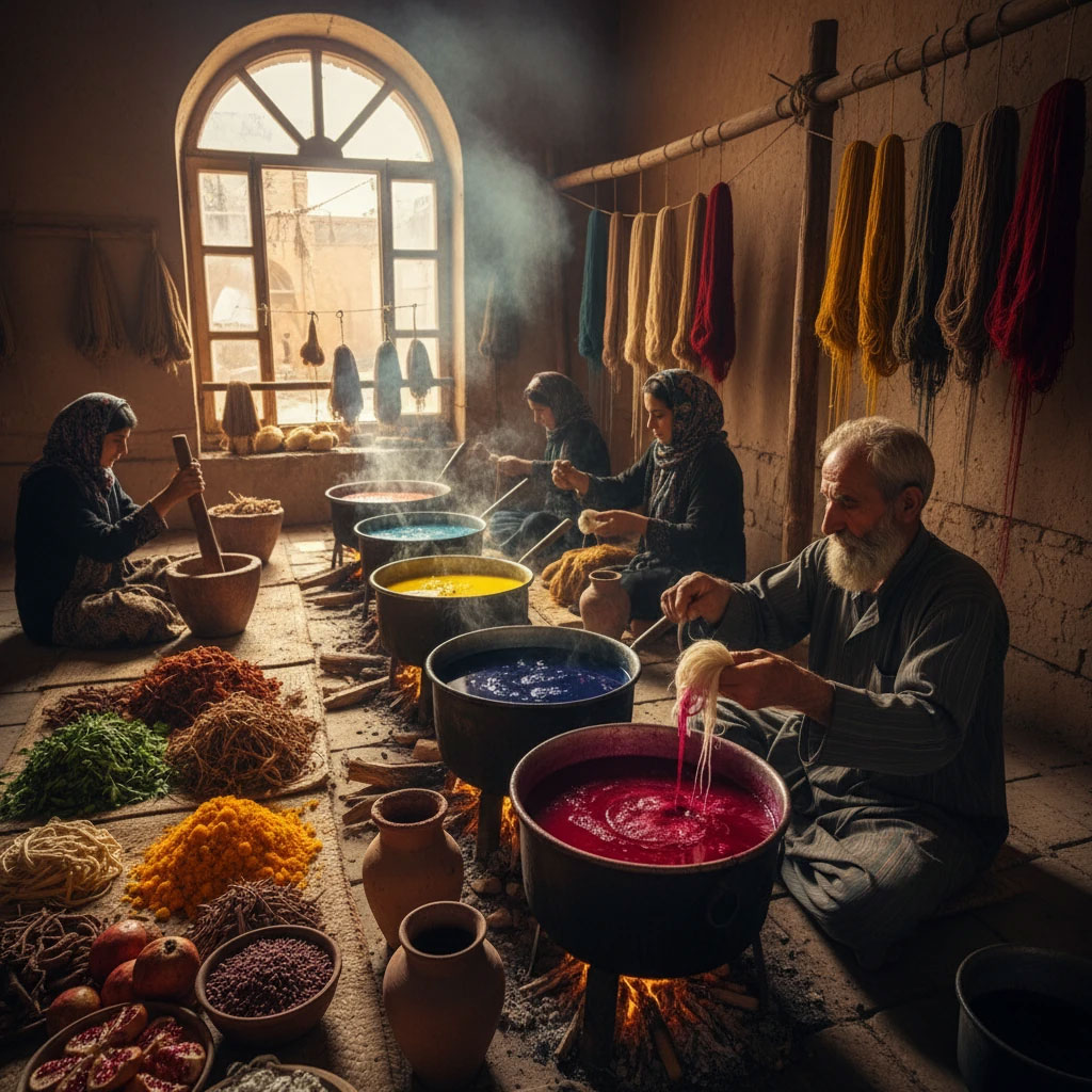 دنیای رنگرزی سنتی فرش دستباف