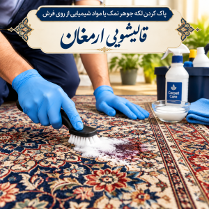 پاک کردن لکه جوهر نمک و مواد شیمیایی از روی فرش
