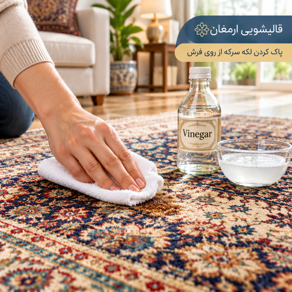 پاک کردن لکه سرکه از روی فرش