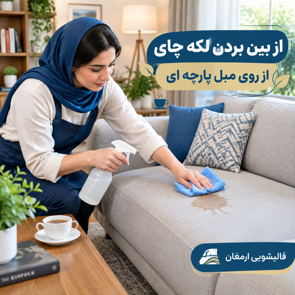 صفر تا صد از بین بردن لکه چای از روی مبل پارچه‌ای