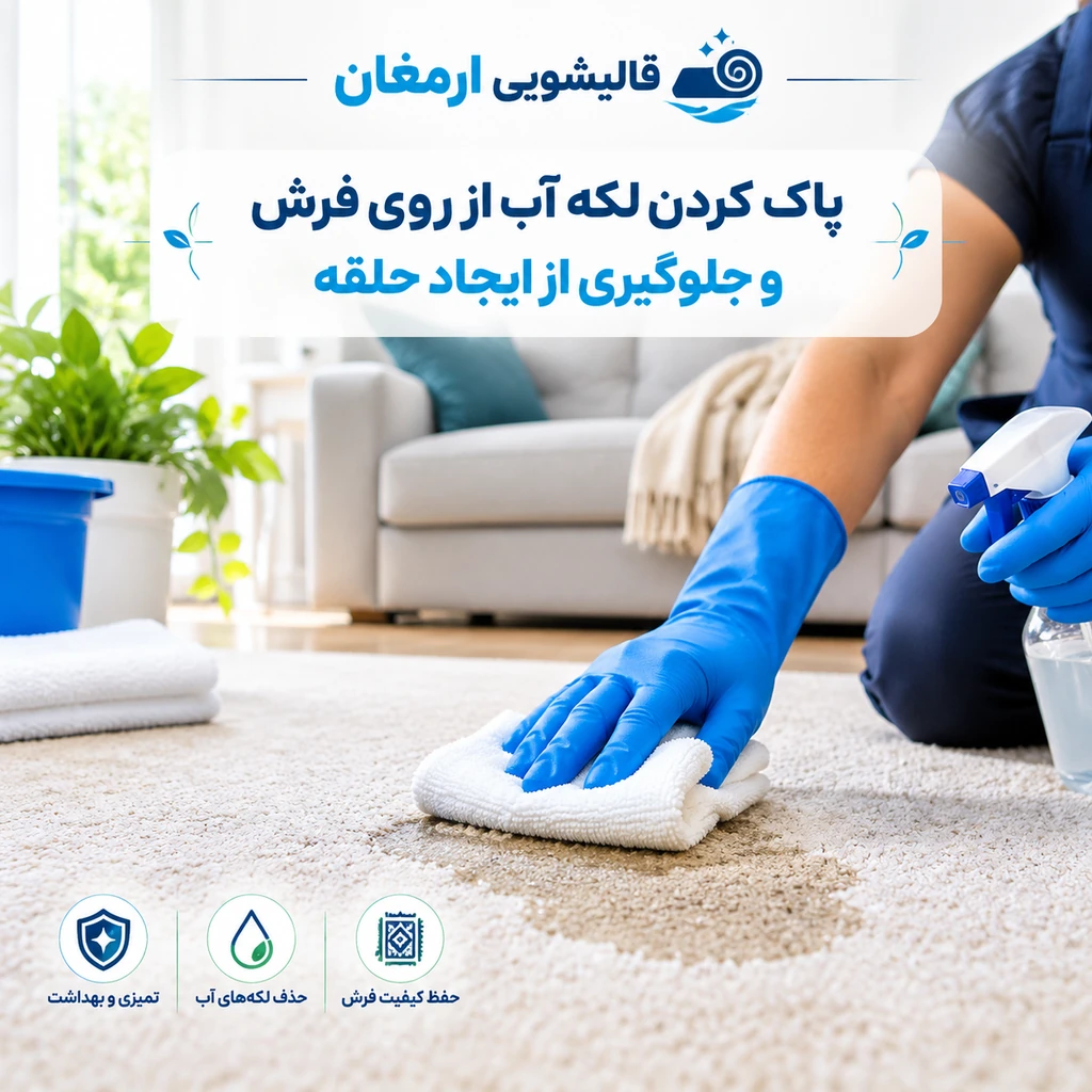پاک کردن لکه آب از روی فرش و ترفندهای جلوگیری از ایجاد حلقه