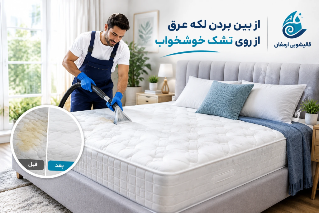 از بین بردن لکه عرق از روی تشک خوشخواب