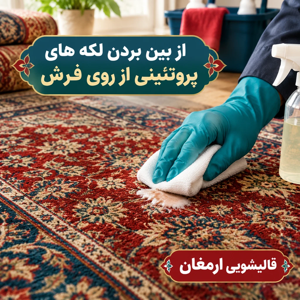 از بین بردن لکه‌های پروتئینی از روی فرش، مبل و تشک