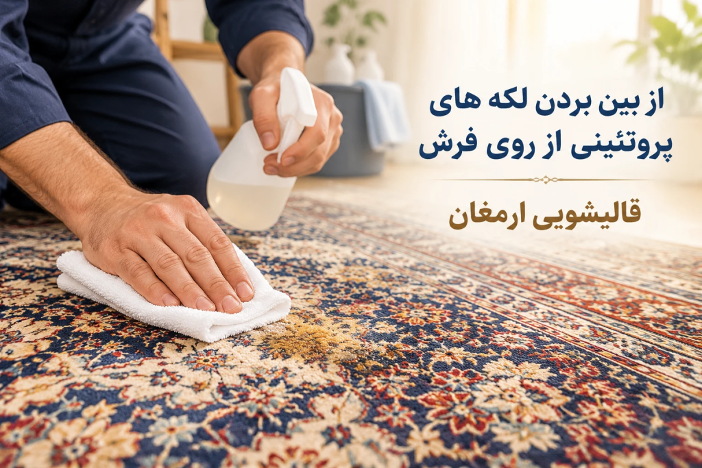 از بین بردن لکه‌های پروتئینی از روی فرش، مبل و تشک